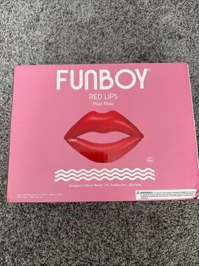 FUNBOY Red Lips Pool Float - Bright Pink Box
